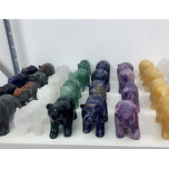Extra Large Carving - Bear Walking (5 x 3H inches) - Fluorite, Lepidolite, Rainbow Jasper, Sodalite